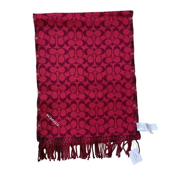 🌟NEW🌟Coach🌟 100% Wool Reversible Logo Scarf - Picture 1 of 4